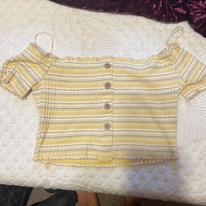 Off the Shoulder Striped Crop Top